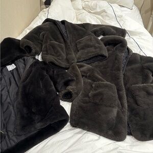 3 zara Luxurious Black Faux Fur Coat Sz 6,7,9